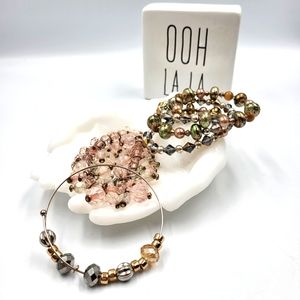 Rose, Grey Green and Gold Bracelet Bundle - 3 Unique Pieces